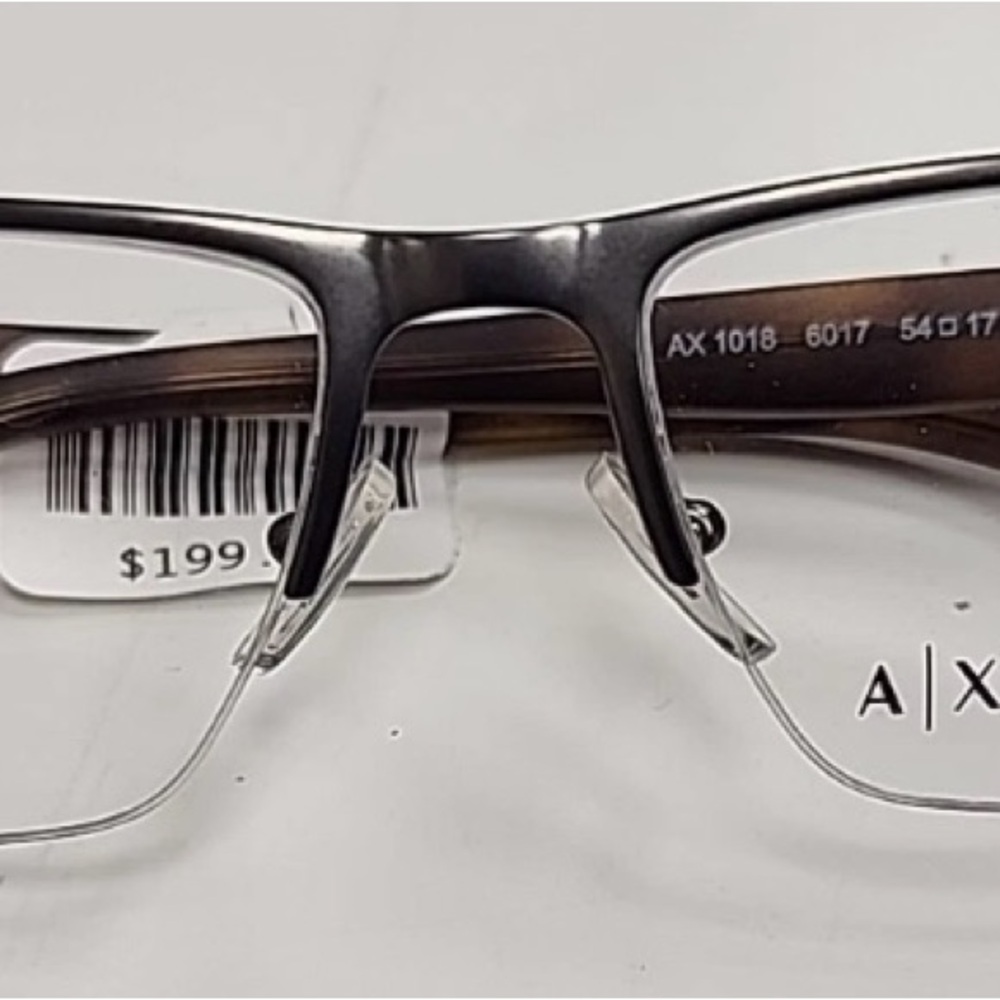 Armani Exchange AX 1018 6017 Gunmetal Brown Half Rimless eyeglasses 54-17-140